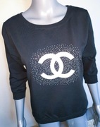 Czarna bluza z nadrukiem w cyrkoniach