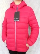 Ciepła lekka pikowana kurtka z kapturem CMP rozmiar S malinowa