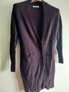 Brązowy gorzka czekolada długi kardigan z wełny merino Lily Mcneal L 40