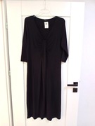 44XXL czarna prosta basicowa sukienka z dlugim rekawem dluga midi maksi max