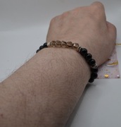 Bransoletka labradoryt - piryt - obsydian 8 mm/19 cm