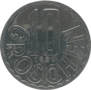Austria 10 groschen 1981, proof KM#2878