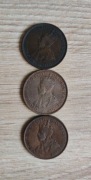 3 australijskie monety 1 pensowe Jerzy V 1911 1915 1933