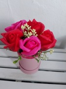 Flowerbox mydlany na Walentynki dzień kobiet i inne okazje 