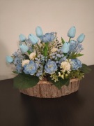 Stroik  Niebieski 04 Dekoracja Bukiet Kwiaty sztuczne  Cmentarz Wielkanoc