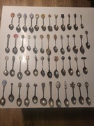 Łyżeczki kolekcjonerskie, sygnowane 49 szt, ozdobne, posrebrzane vintage  