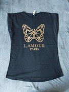 T-shirt czarny że złotym nadrukiem 
