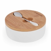 Cukiernica porcelanowa z bambusową pokrywką i łyżeczką Konighoffer 14,5 