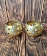 Lampiony miedziane świecznik Zestaw 2 mosiężnych świeczników