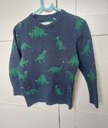Sweter granatowy w zielone dinozaury  C&A roz. 104
