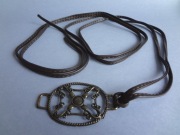 Pasek wiązany brązowy rzemyki klamra NOWY!