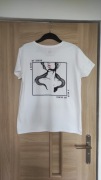 Nowy damski t-shirt letni z nadrukiem bawełniany biały XL 