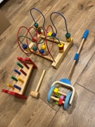 Zestaw drewniany Ikea Przekładanka Wbijak Pchacz Hape