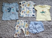 Zestaw letnich ubranek dla dziewczynki r.80 t-shirty spodenki kolarki 5 szt
