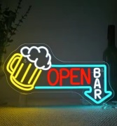 NEON BAR PIWO OPEN SZYLD LED USB DO BARU PABU PARTY CLUB DEKORACJA