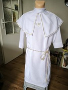 Alba komunijna dla chłopca biała z kołnierzem i sznurkiem Rozmiar 3