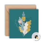 kartka okolicznościowa dzień babci bukiet turkus