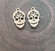 kolczyki drewniane czaszka2 hand made decoupage scrapbooking baza