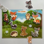 W lesie Układanka na rzepy karta pracy zabawka pomoc dydaktyczna Montessori