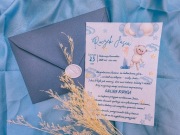 Zaproszenie na roczek, urodziny miś z balonami