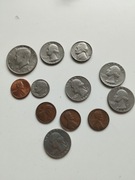 Zestaw różnych amerykańskich monet, USA 