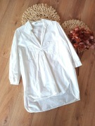 biała długa bawelniana koszula damska 40 42XL prosta bluzka z bawełny