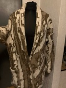 ZARA długi sweter kardigan z wełną wdzianko narzutka tunika oversize wzory