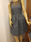 Sukienka Pretty Girl S szara rozkloszowana koronka tiul elegancka wesele