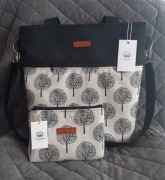 #33. Zestaw torebka i kosmetyczka odpinany pasek drzewa beż