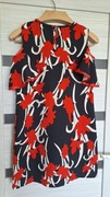 Czarna sukienka w kwiaty czarno czerwona M new collection z rękawkami