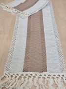 Bieżnik szydełkowy boho – nowy, kolor cappuccino 120x33 cm eko