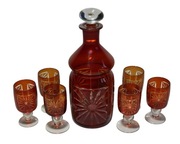 KARAWKA KRYSZTAŁ+KIELISZKI KOLOR RUBINOWY STAN BARDZO DOBRY! OKAZJA 