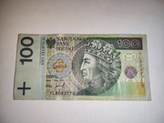 Banknot 100zł seria YL zastępcza testowa próbna
