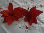 Kwiat poinsettia czerwona z klipsem Boże Narodzenie 2 szt.
