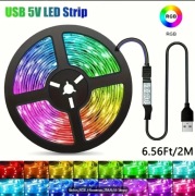 TAŚMA LEDOWA 2M ZE ŚWIATŁAMI RGB (TRYB WIELOKOLOROWY/MIGAJĄCY/STAŁY/ITD)