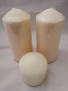 Świece bryłowe w kolorze kremowym 3 sztuki
