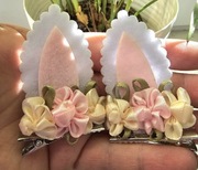 2szt spinki do włosów króliczki uszy Wielkanoc handmade 