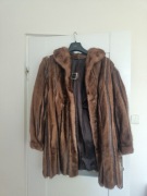 Vintage futro z norki z skórzanymi wstawkami 