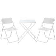 Zestaw ogrodowy Bistro Set 3 szt. składany, stalowy, biały Outsunny