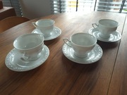 Elegancki Zestaw Rosenthal "Maria Biała" - 4 Filiżanki + Spodki