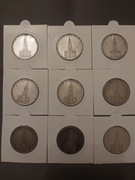 Monety 5 marek, 5 reichsmarek, 1934 rok, 9 sztuk, srebro