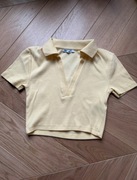 Crop top żółty yellow ZARA S bawełna cotton old money