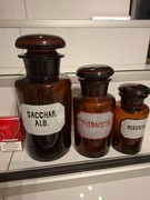 Butelki Apteczne bursztynowe STARE