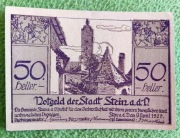 Austria Stein ander Donau 50 halerzy 1920 UNC Rare Notgeld Wieża bez zegara