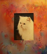 MARIUSZ KONCZALSKI obraz olejny +rama KOT KOTEK