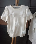 Bluzka z dzianiny S M L z kwiatami cyrkoniami la milla cocomore  