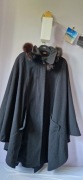 Ponczo peleryna czarne z kapturem vintage