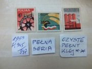3szt. znaczki pełna seria Fi 945 Polska 1959r. PRL Zjazd PZPR czyste **