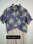 Oryginalna Koszula Hawajska Kalaheo Made in USA Palmy Vintage L XL
