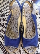 Granatowe sandały na koturnach, espadryle 39/25cm